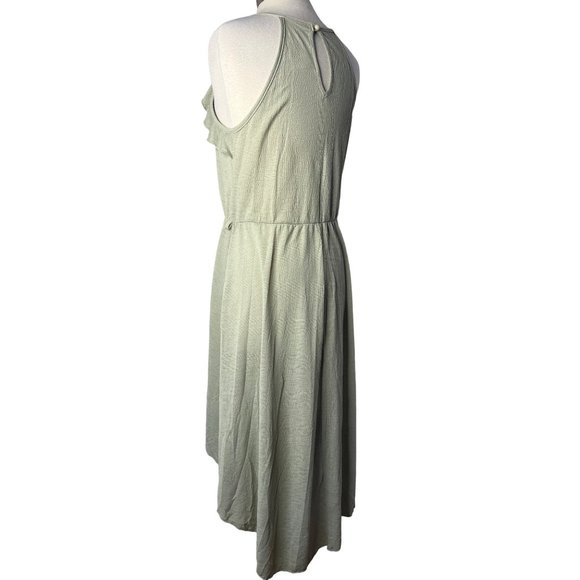 January 7 Maxi Dress Large Green Sleeveless A Style Eyelet Hi-Lo Hem - Picture 3 of 13